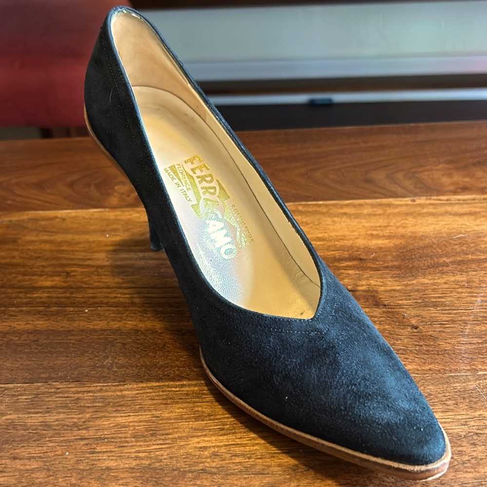 Salvatore Ferragamo Black Suede Heels